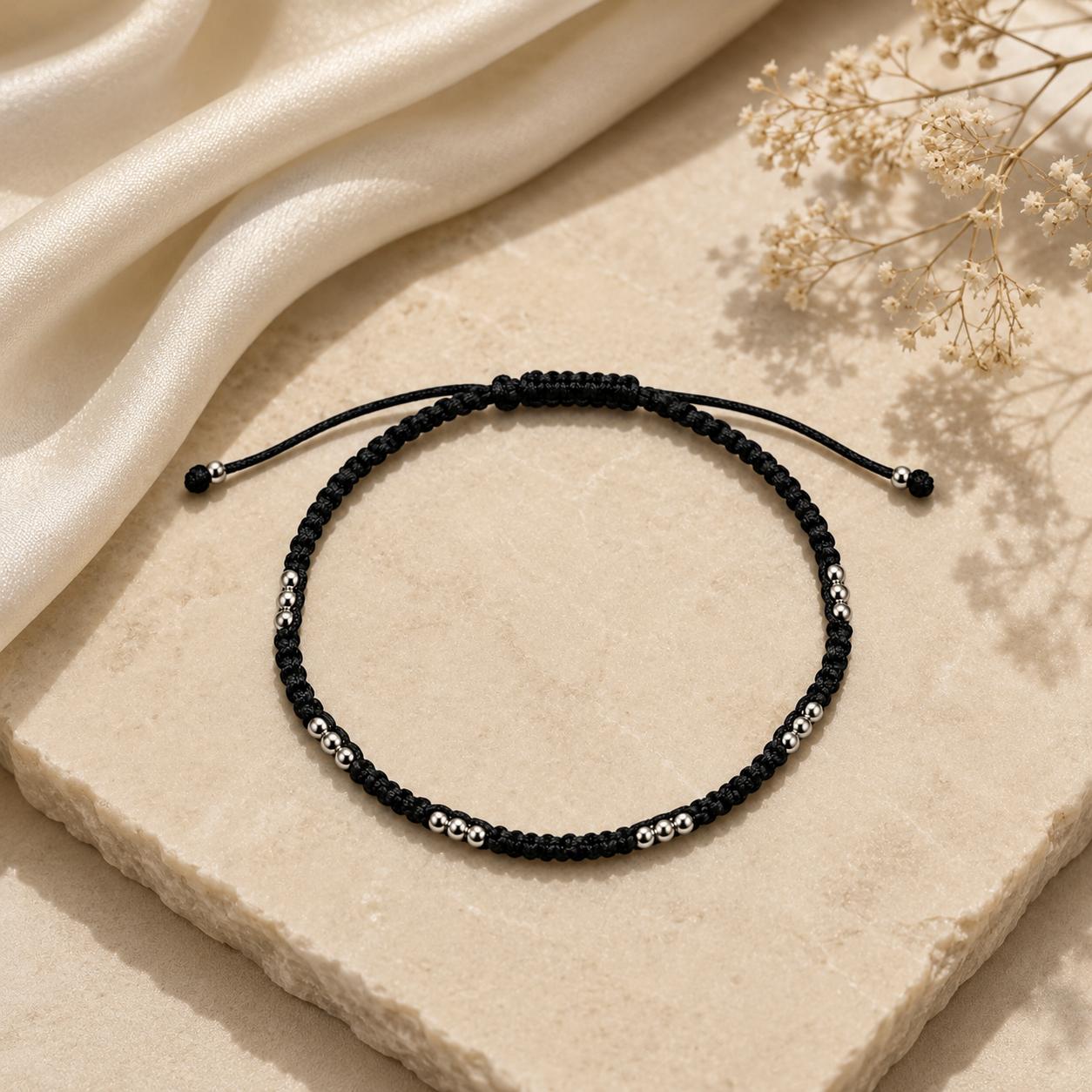 925 Sterling Silver Midnight Charm Anklet - Image 4
