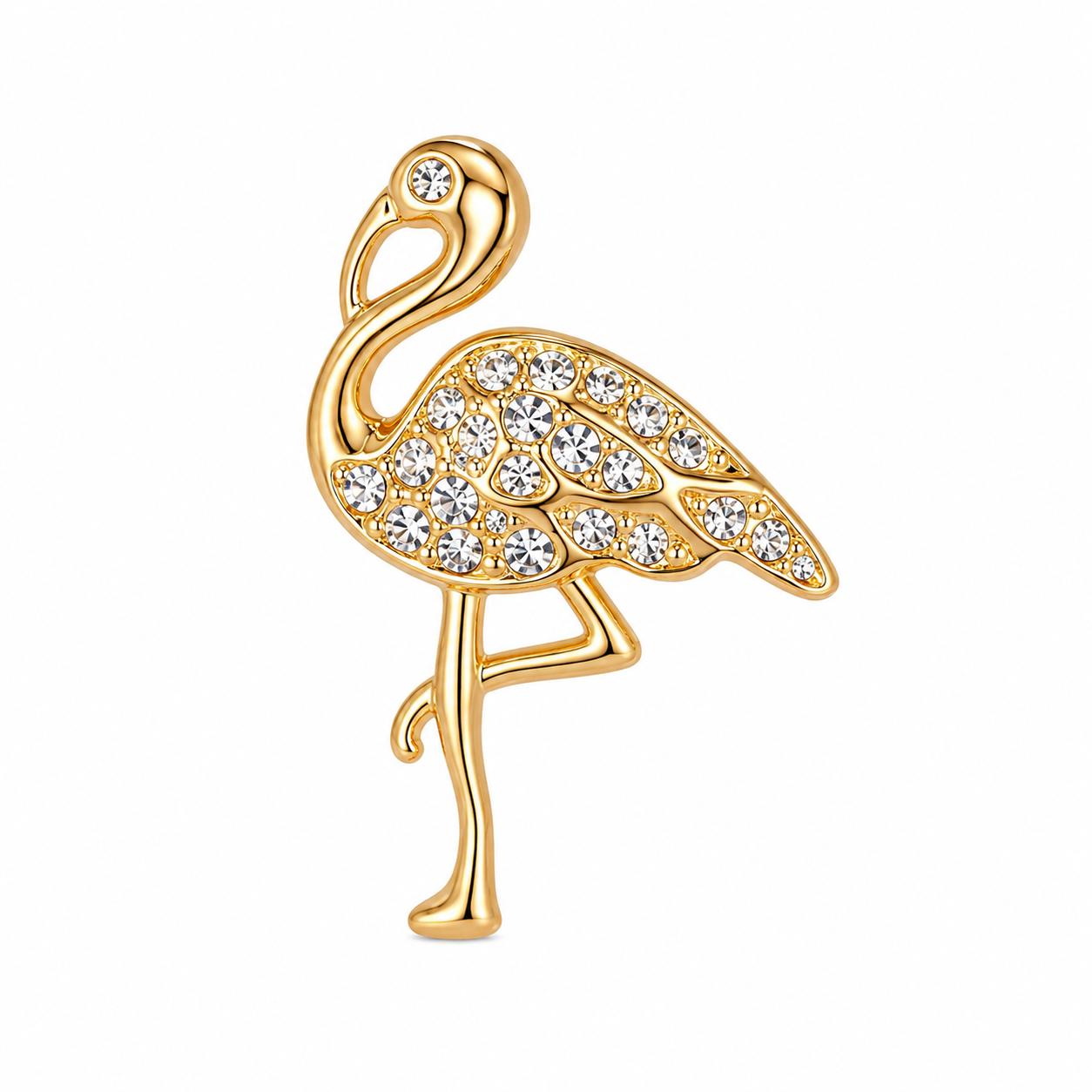 925 Sterling Silver With 22k Gold Plated Flamingo Crystal Stud Earrings - Image 4