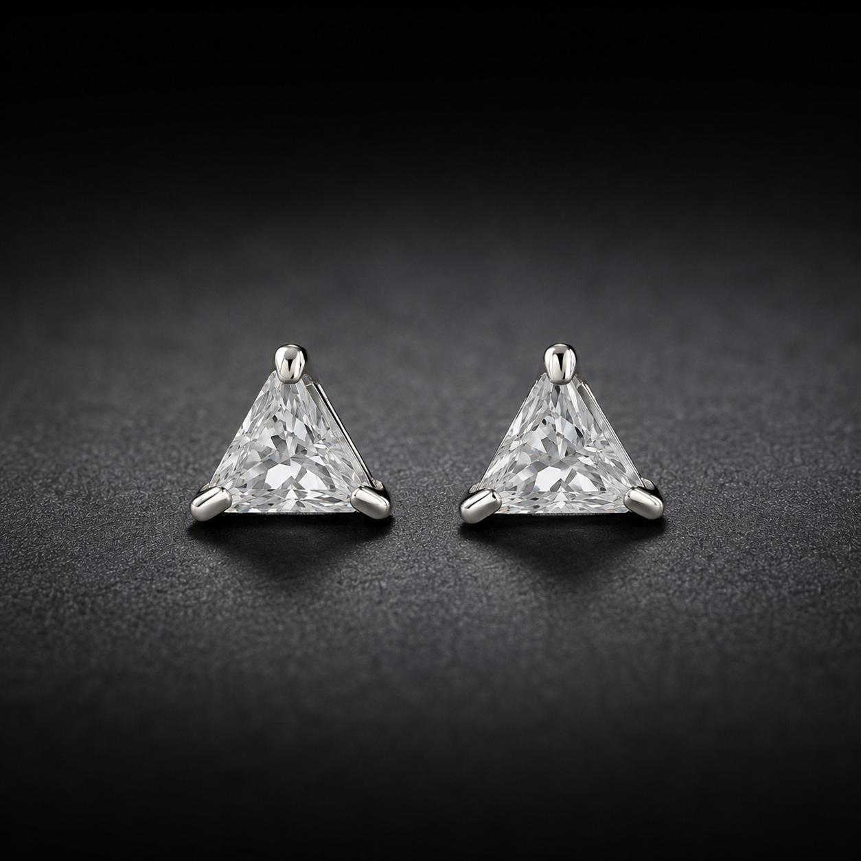 925 Sterling Silver Triangle Cut Men’s Stud Earring