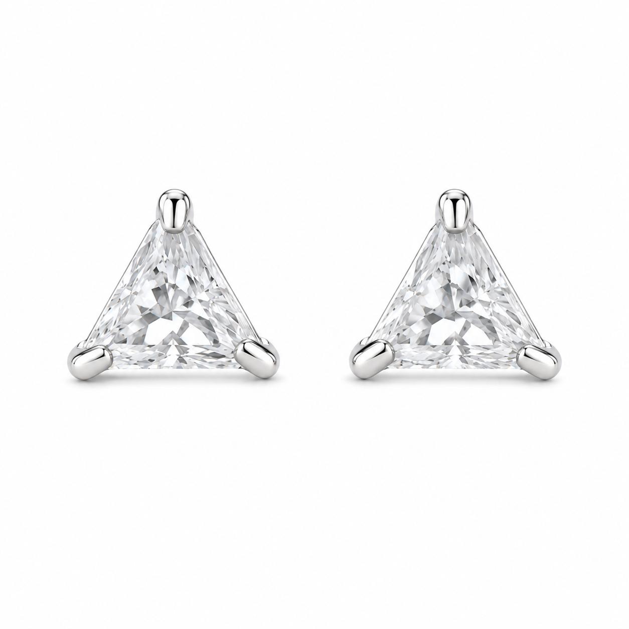 925 Sterling Silver Triangle Cut Men’s Stud Earring - Image 3