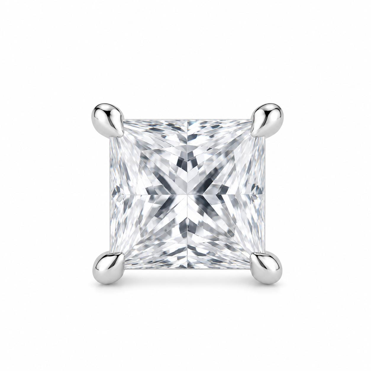 925 Sterling Silver Princess Cut Men’s Stud Earring - Image 3