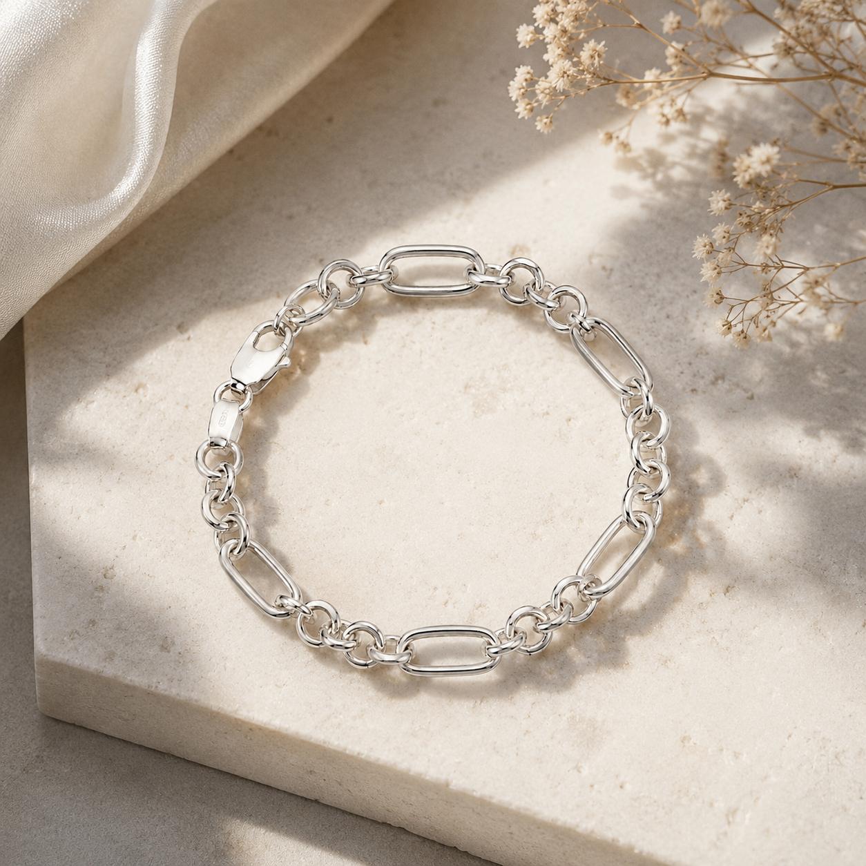 925 Sterling Silver Paperclip Men’s Bracelet