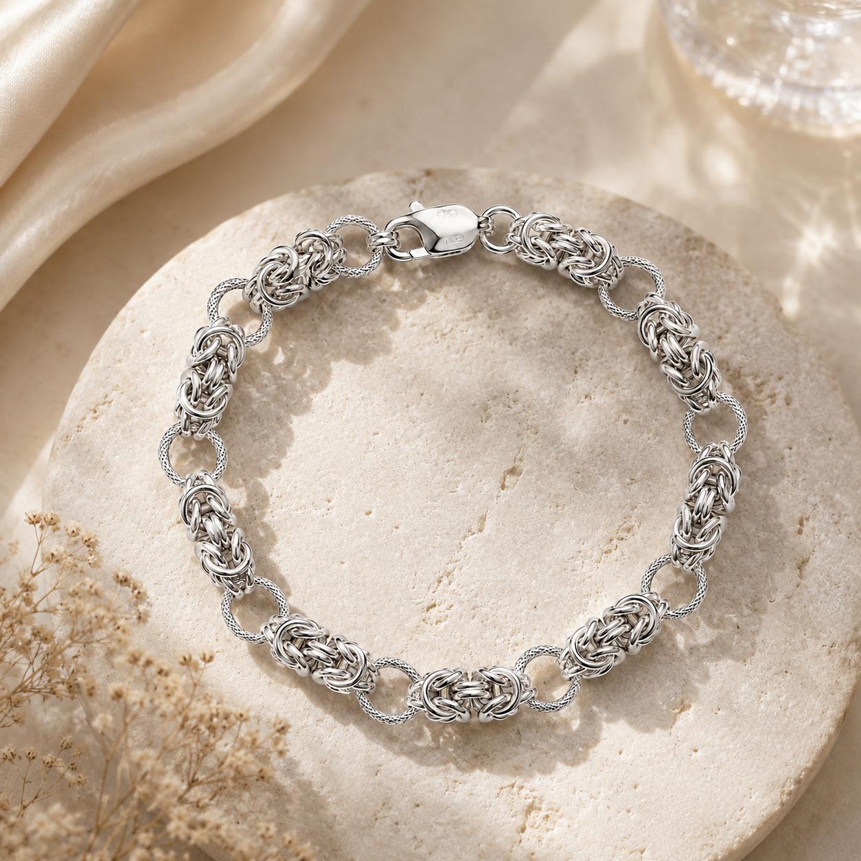 925 Sterling Silver Byzantine Men’s Bracelet - Image 2