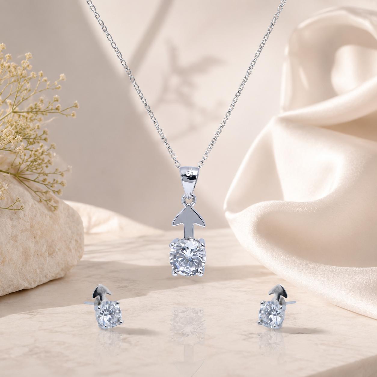 925 Sterling Silver Arrow Spark Pendant Set