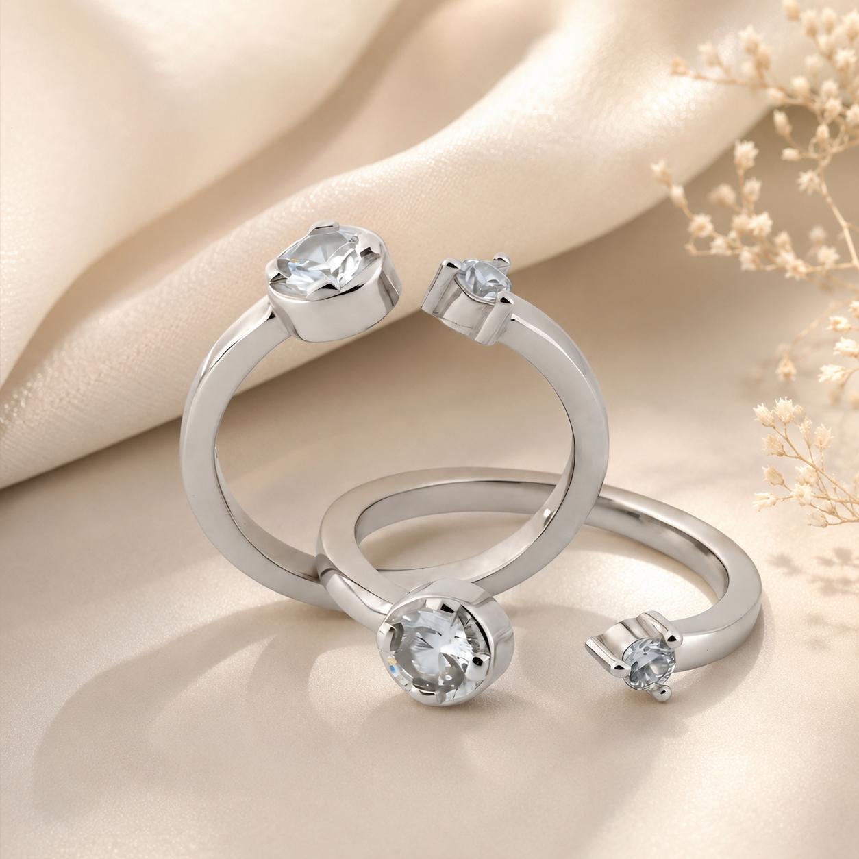 925 Sterling Silver Adjustable Silver Crystal Toe Ring (in Pairs)