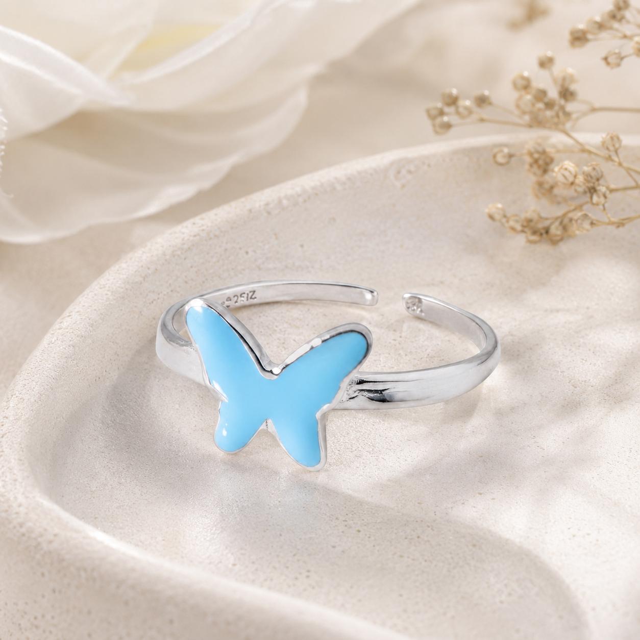 925 Sterling Silver Butterfly Toe Ring For Women (in Pairs) - Image 4