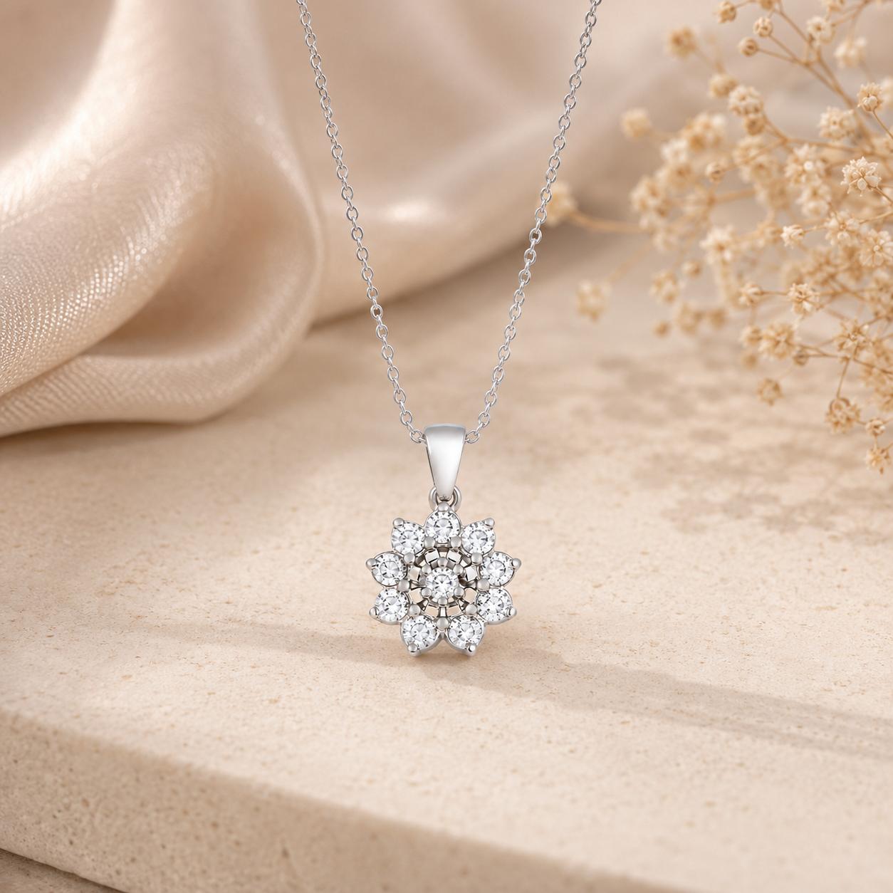 925 Sterling Silver Snowflake Spark Pendant