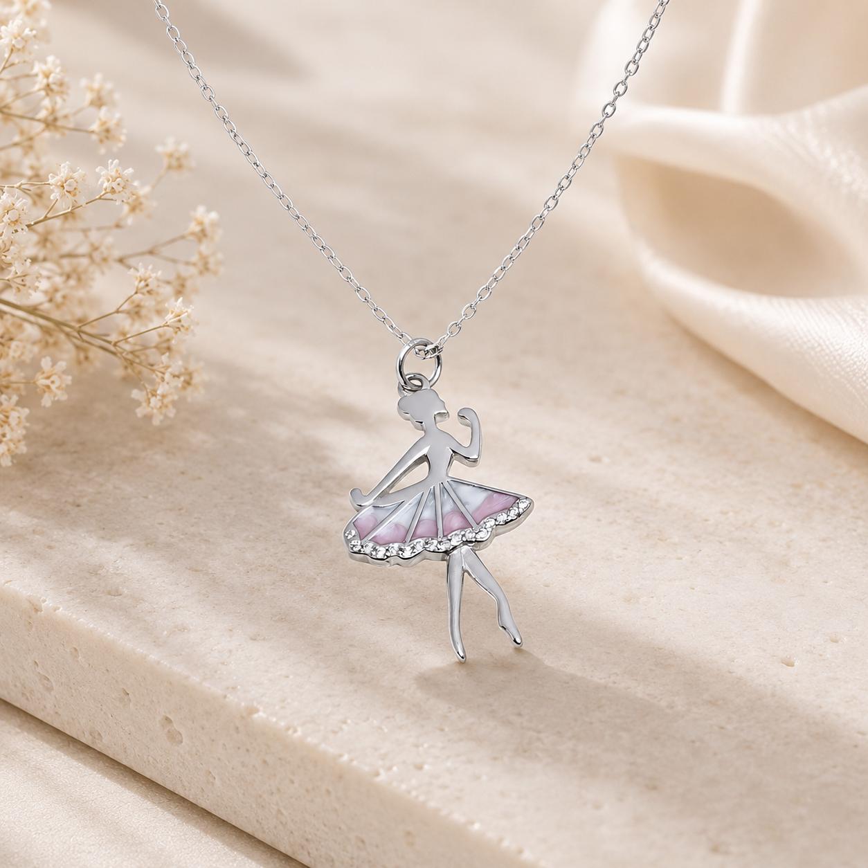 925 Sterling Silver Dancing Doll Charm Necklace With  Chain