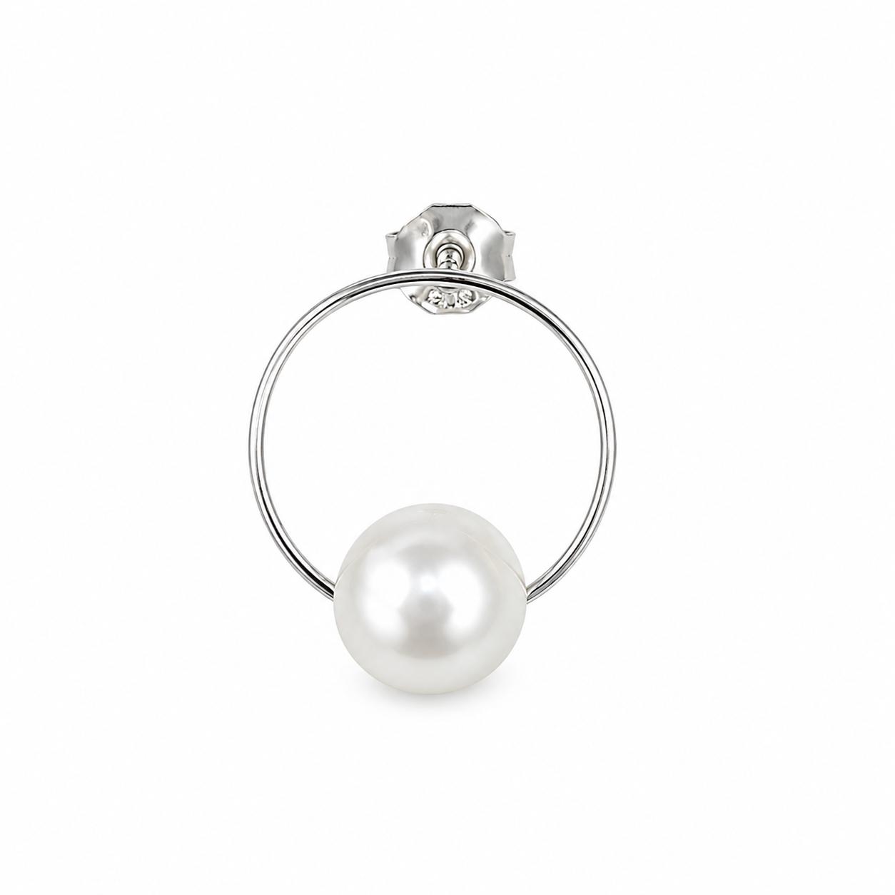 925 Sterling Silver Pearl Halo Stud Earrings - Image 3
