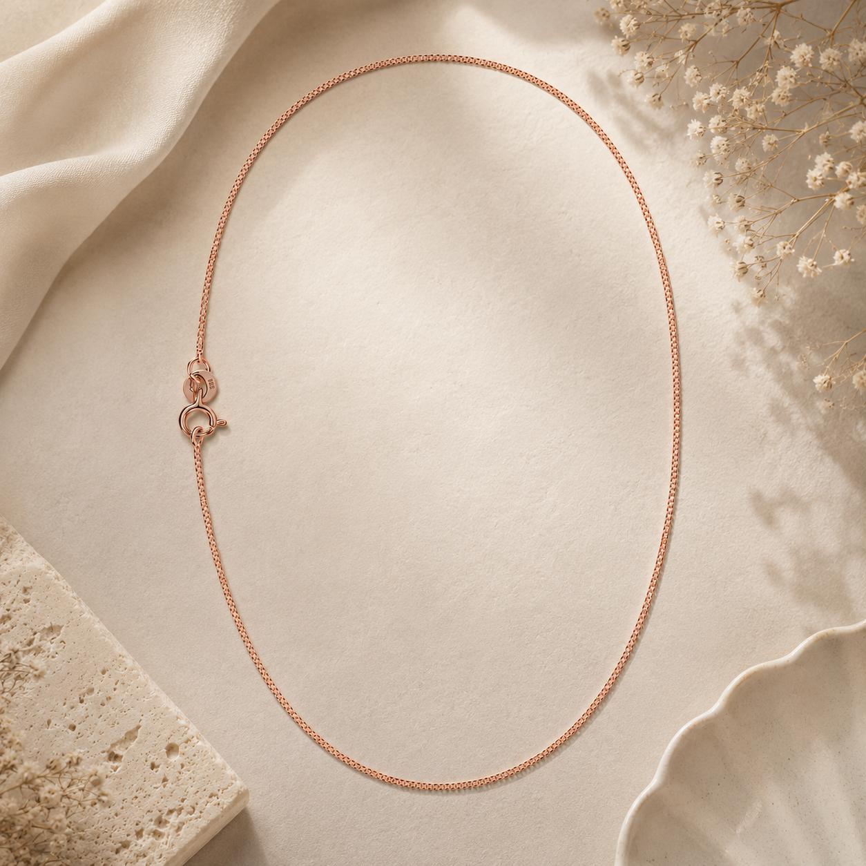 Rose Gold Box Chain Necklace