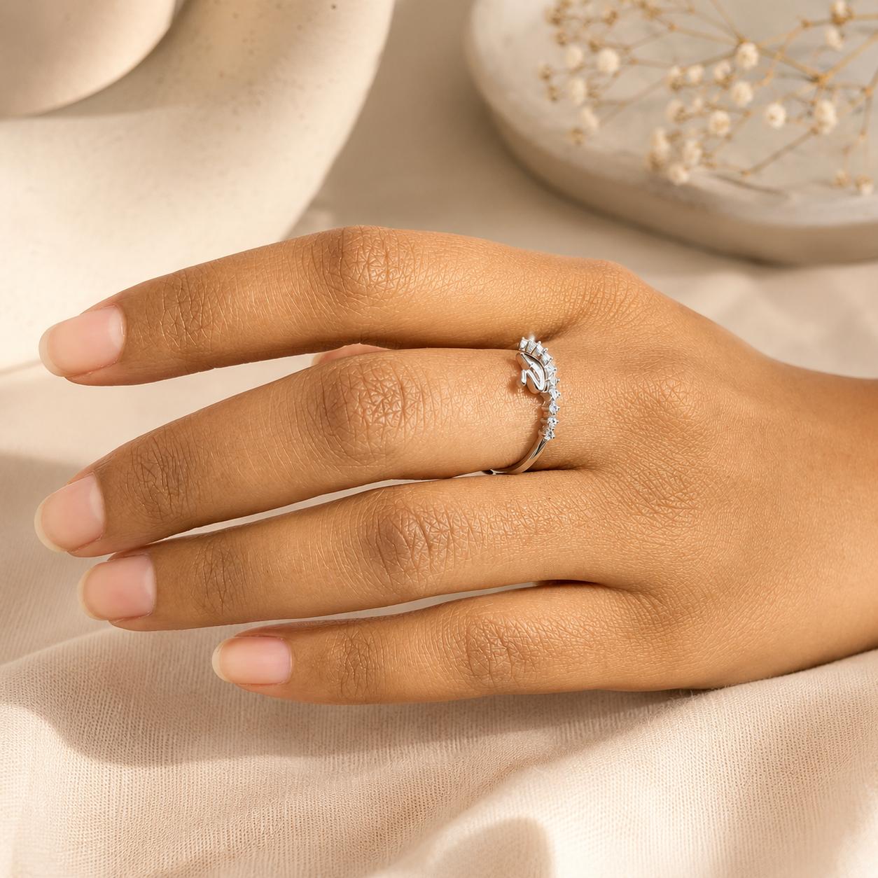 925 Sterling Silver Swan Crystal Adjustable Ring