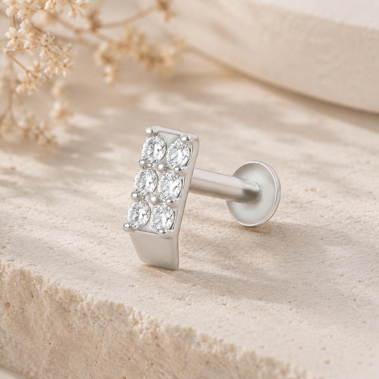 925 Sterling Silver Crystal Curve Nose Pin - Image 3