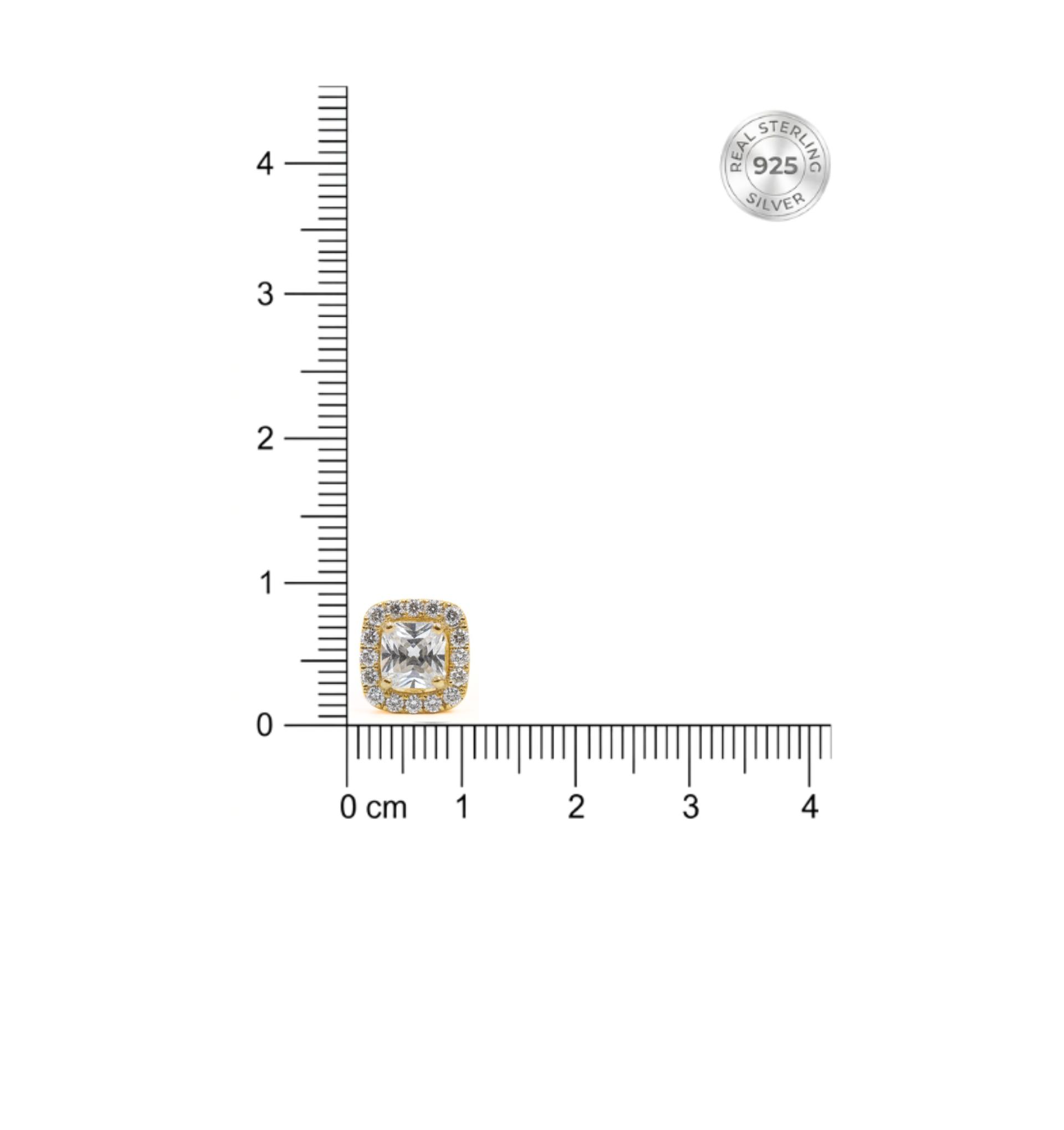 Cushion Halo Cubic Zirconia Stud Earrings - Image 4