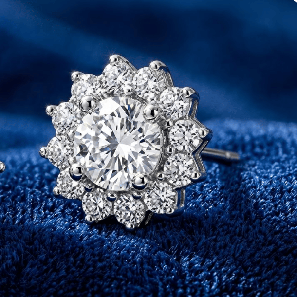 925 Sterling Silver Floral Cluster Cz Jewellery Earrings - Image 3