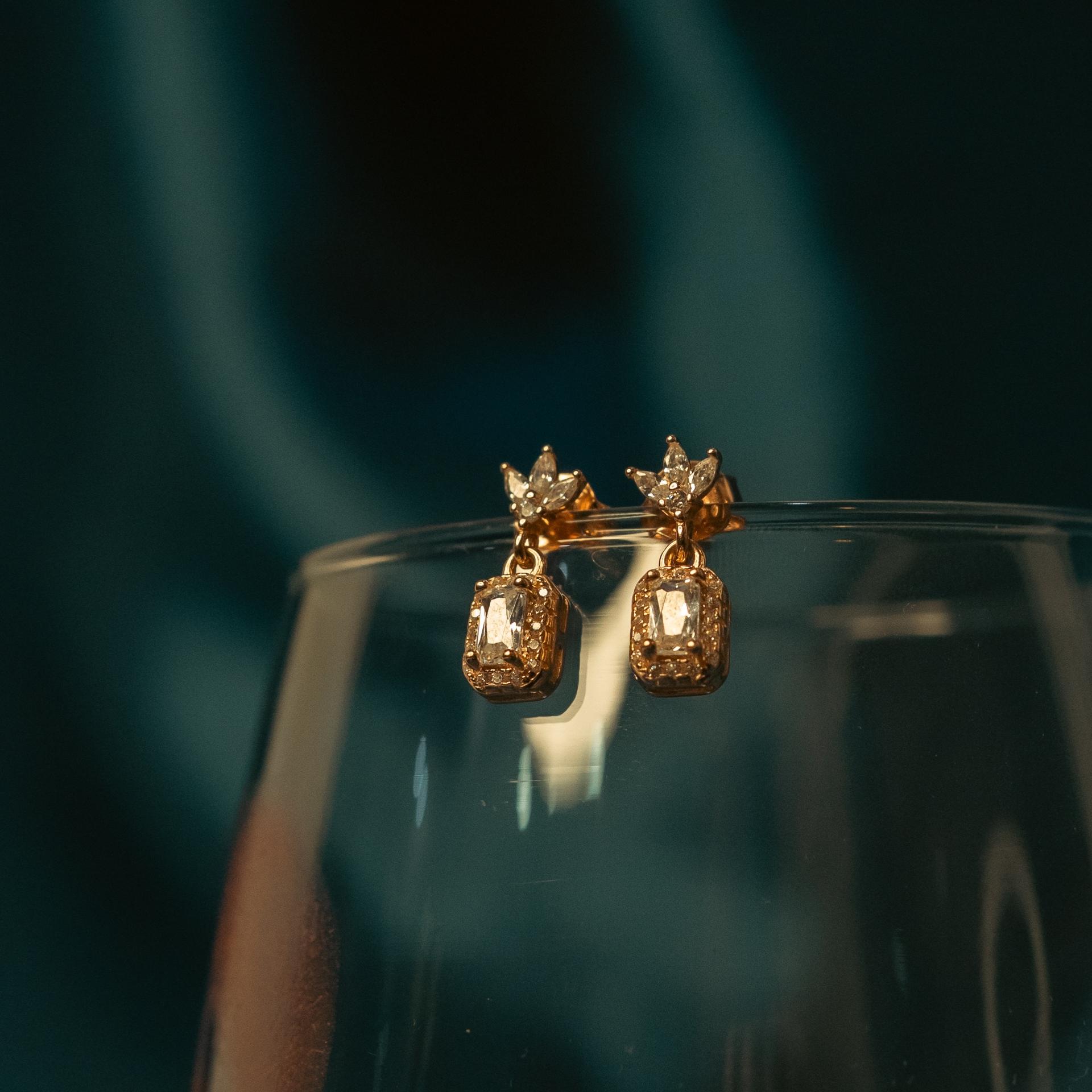 Rose Gold Crystal Drop Earring With 925 Sterling Silver