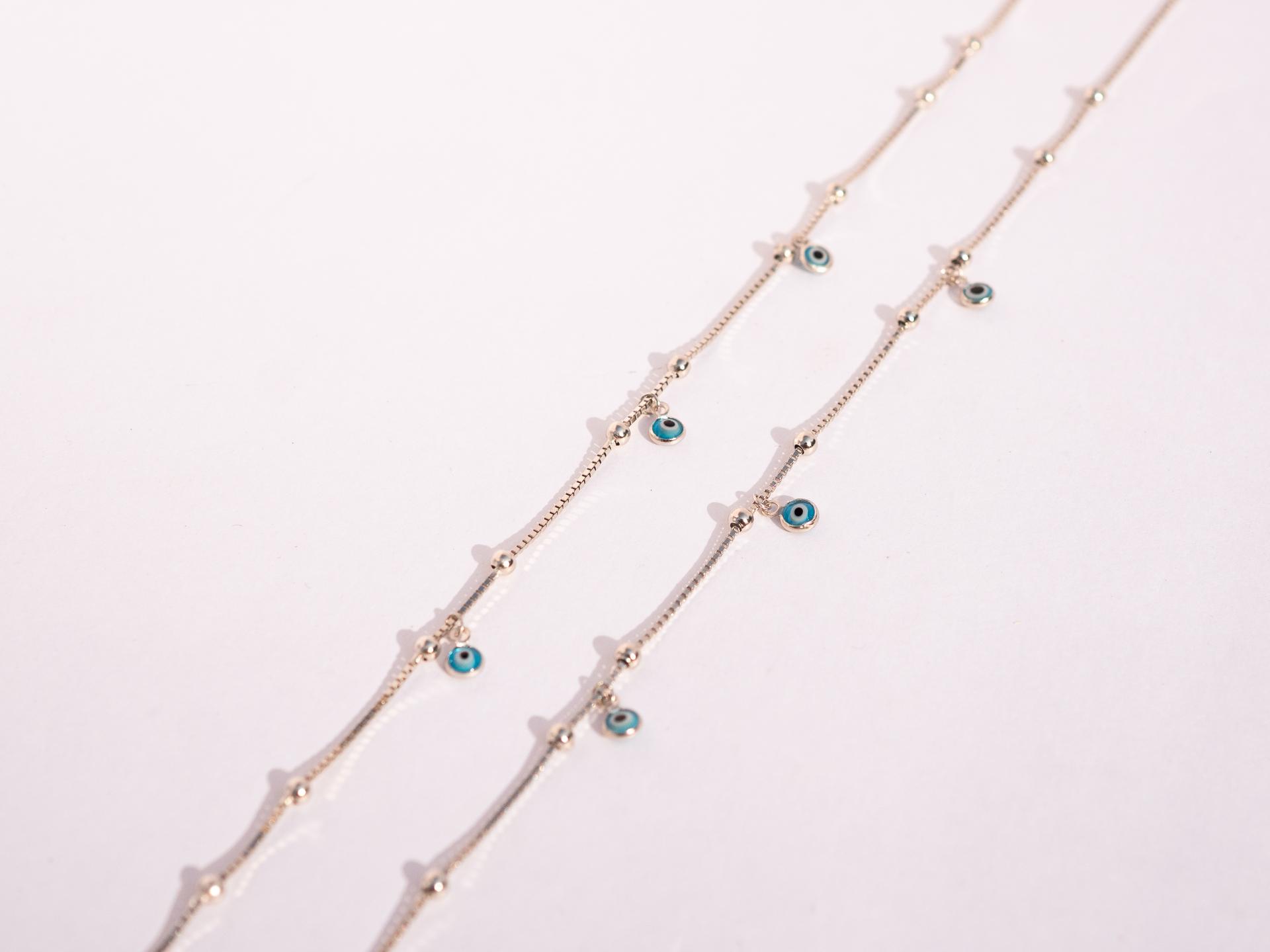 925 Sterling Silver Evil Eye Beaded Jewellery Anklet