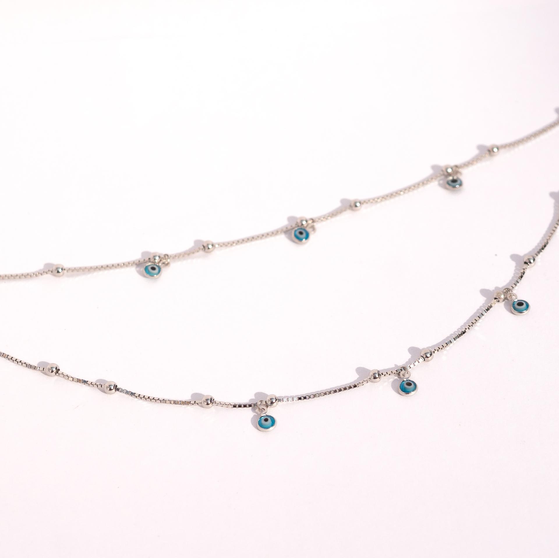 925 Sterling Silver Evil Eye Beaded Jewellery Anklet