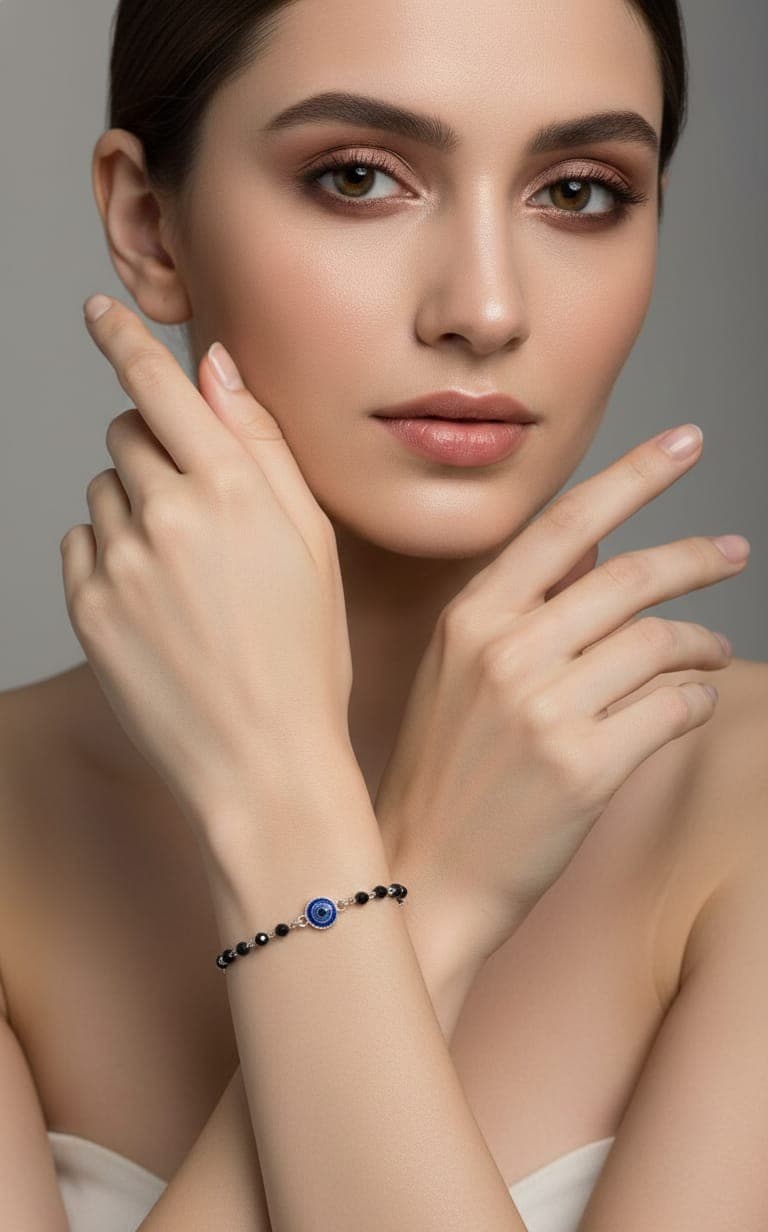 925 Sterling Silver Evil Eye Aura Bracelet - Image 4