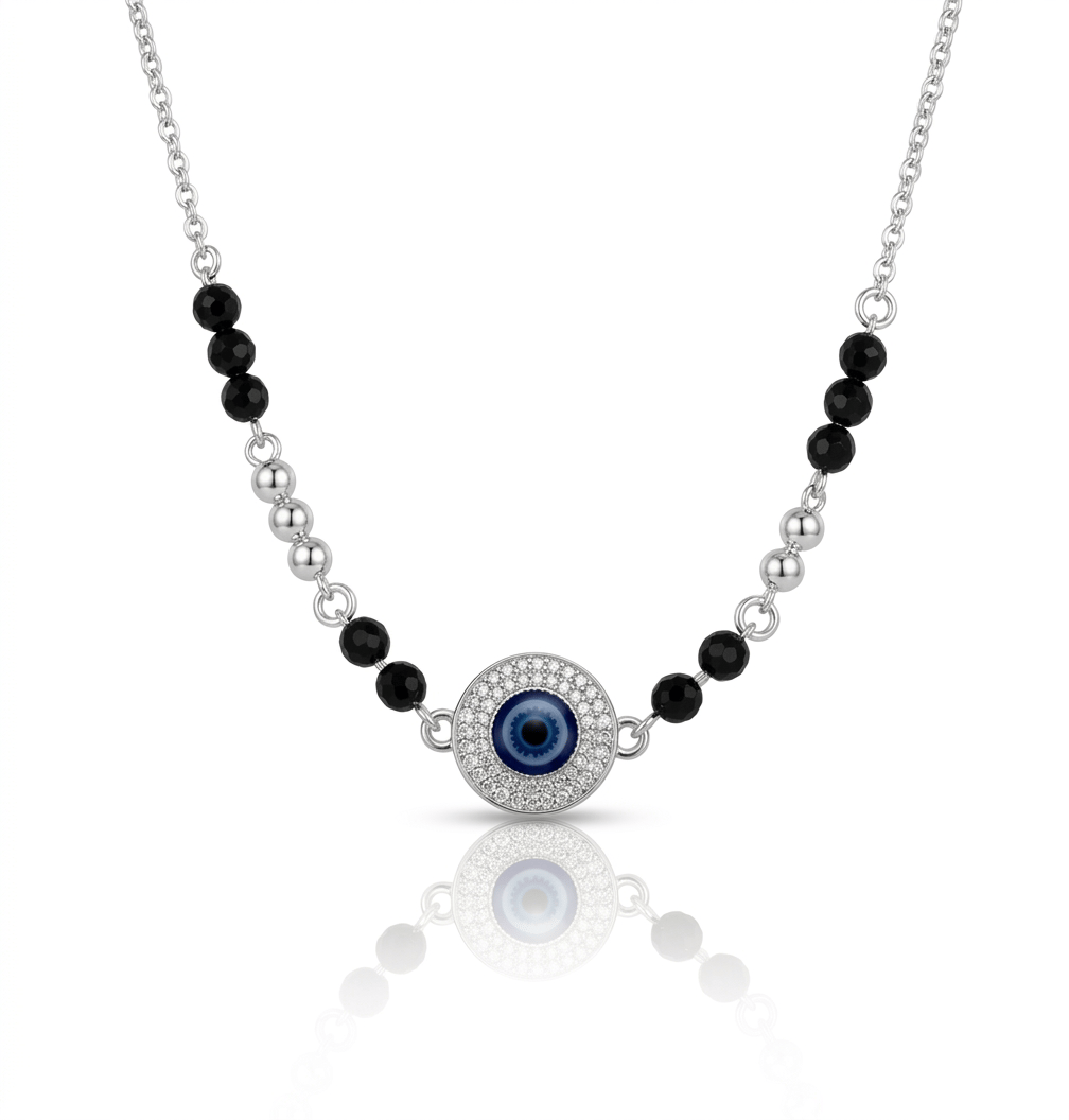 925 Sterling Silver Evil Eye Crystal Halo Jewellery Bracelet - Image 4