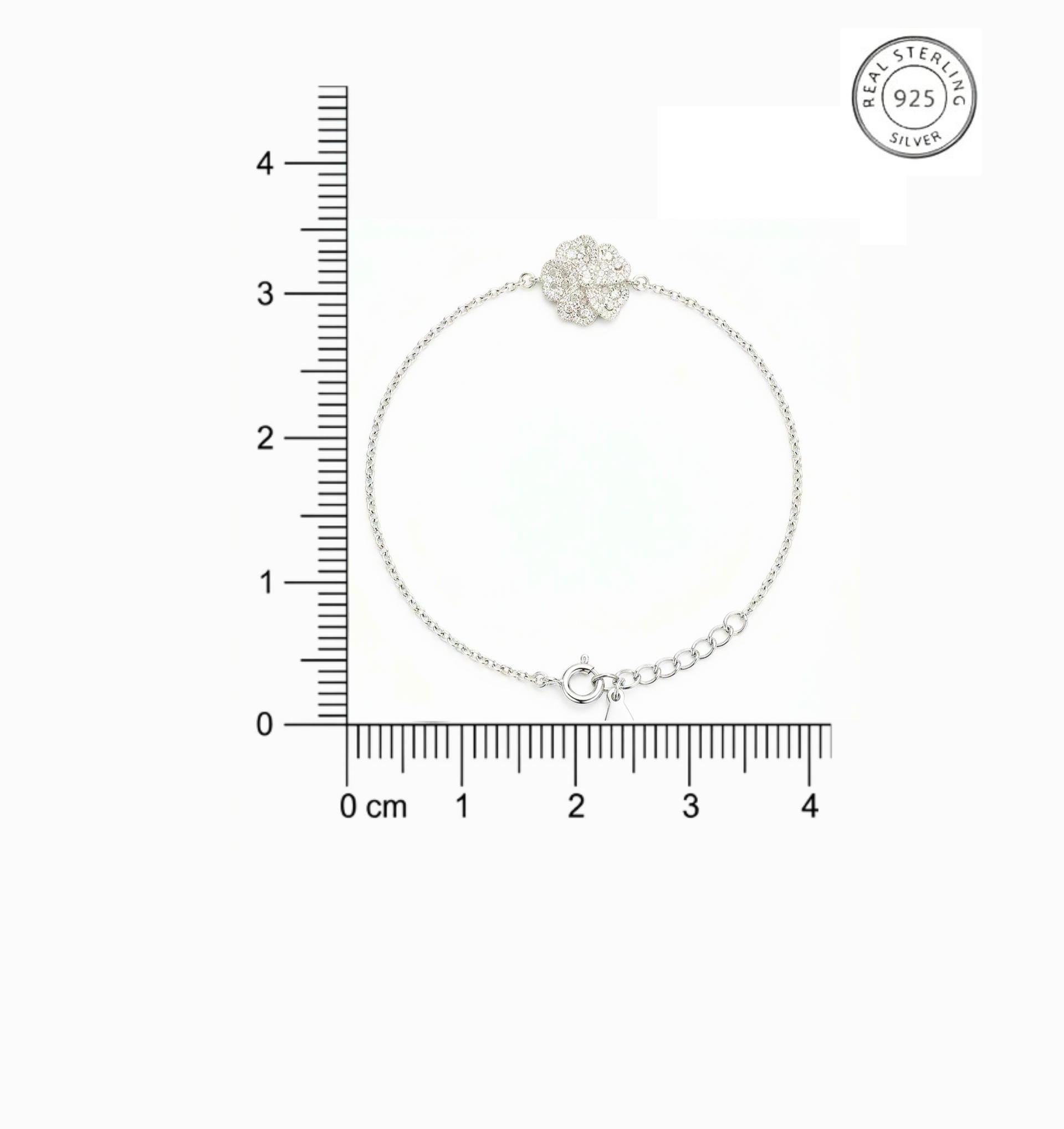 925 Sterling Silver Floral Sparkel 925 Sterling Silver Bracelet - Image 5