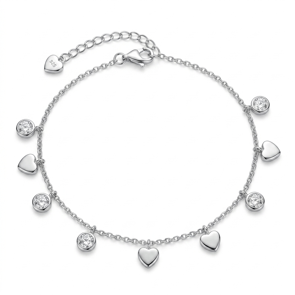 925 Sterling Silver Leaf Charm Jewellery Anklet