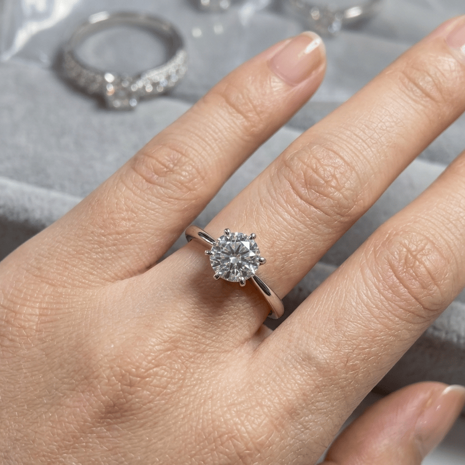 925 Sterling Silver Solitaire White Stone Adjustable Ring - Image 3