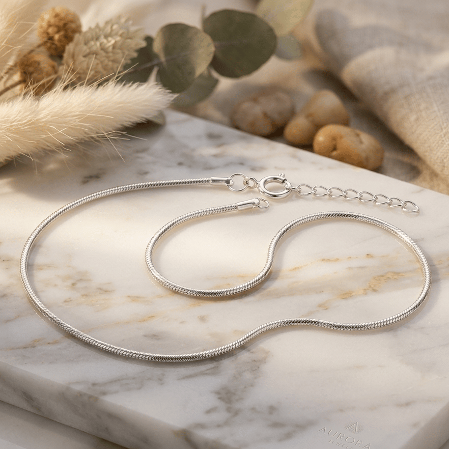 925 Sterling Silver Snake Chain Anklet For Women - Image 3