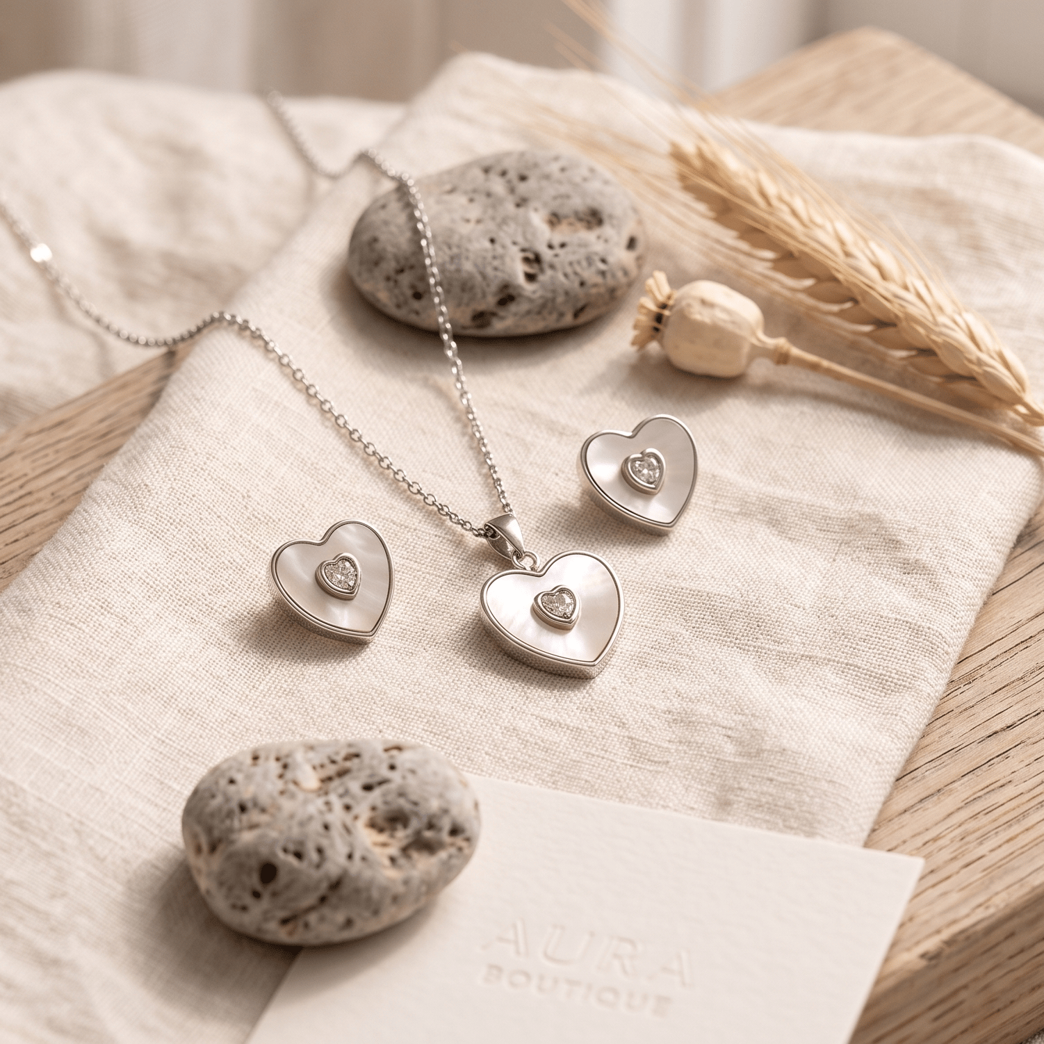 925 Sterling Silver Eternal Heart Sparkle Jewellery Set - Image 3