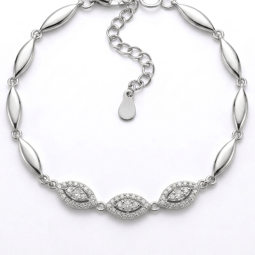 925 Sterling Silver Expanded Oval Link Jewellery Bracelet