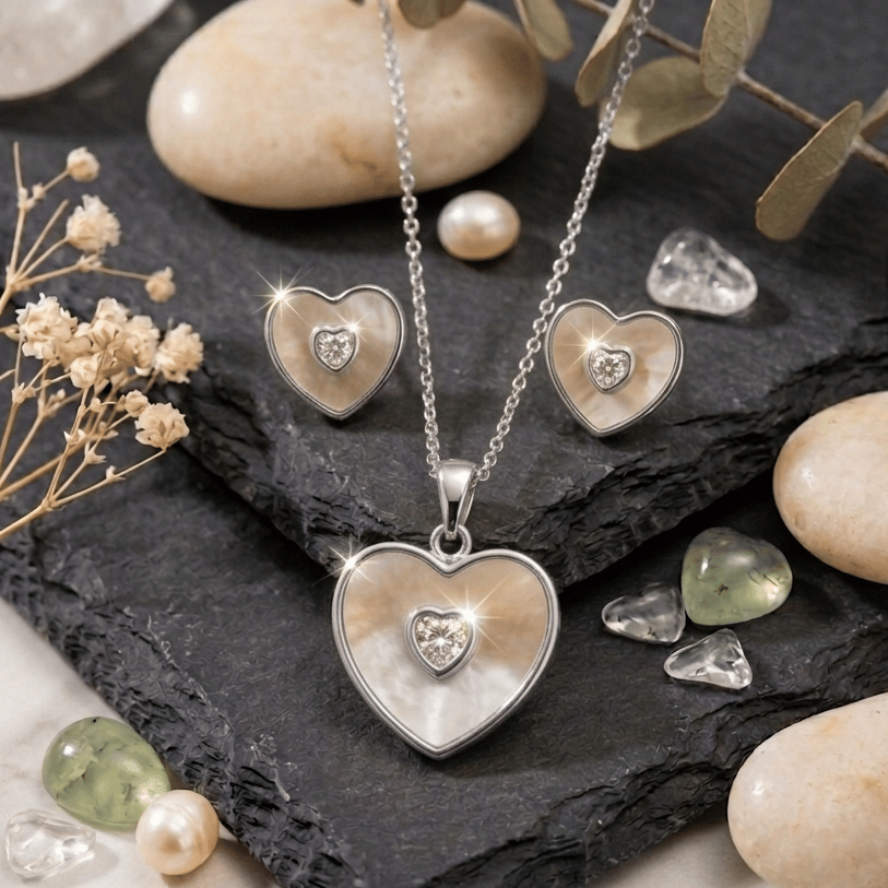 925 Sterling Silver Eternal Heart Sparkle Jewellery Set