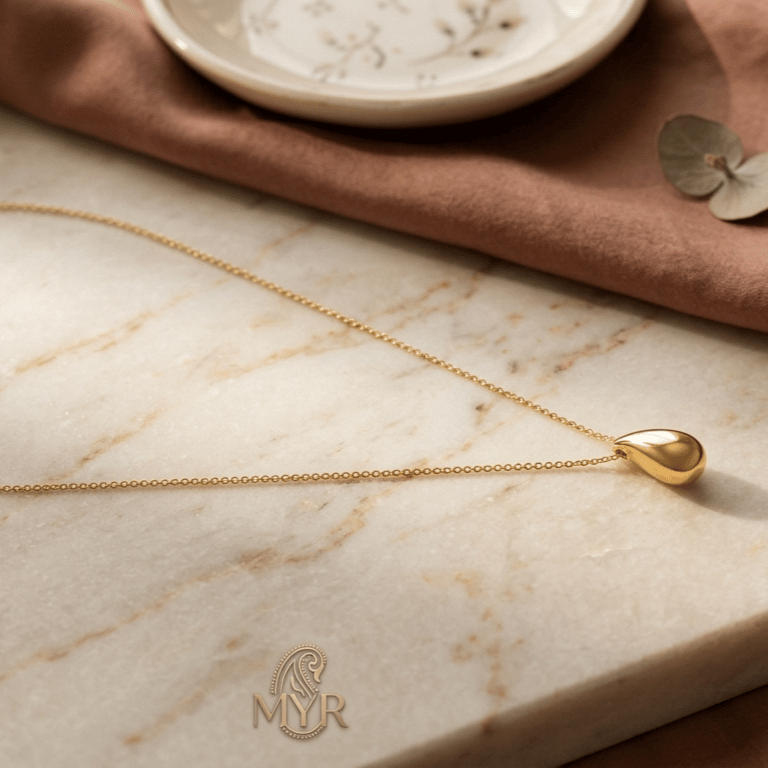 Essential Teardrop Pendant With Chain In 925 Sterling Silver With Gold Plating - Image 3
