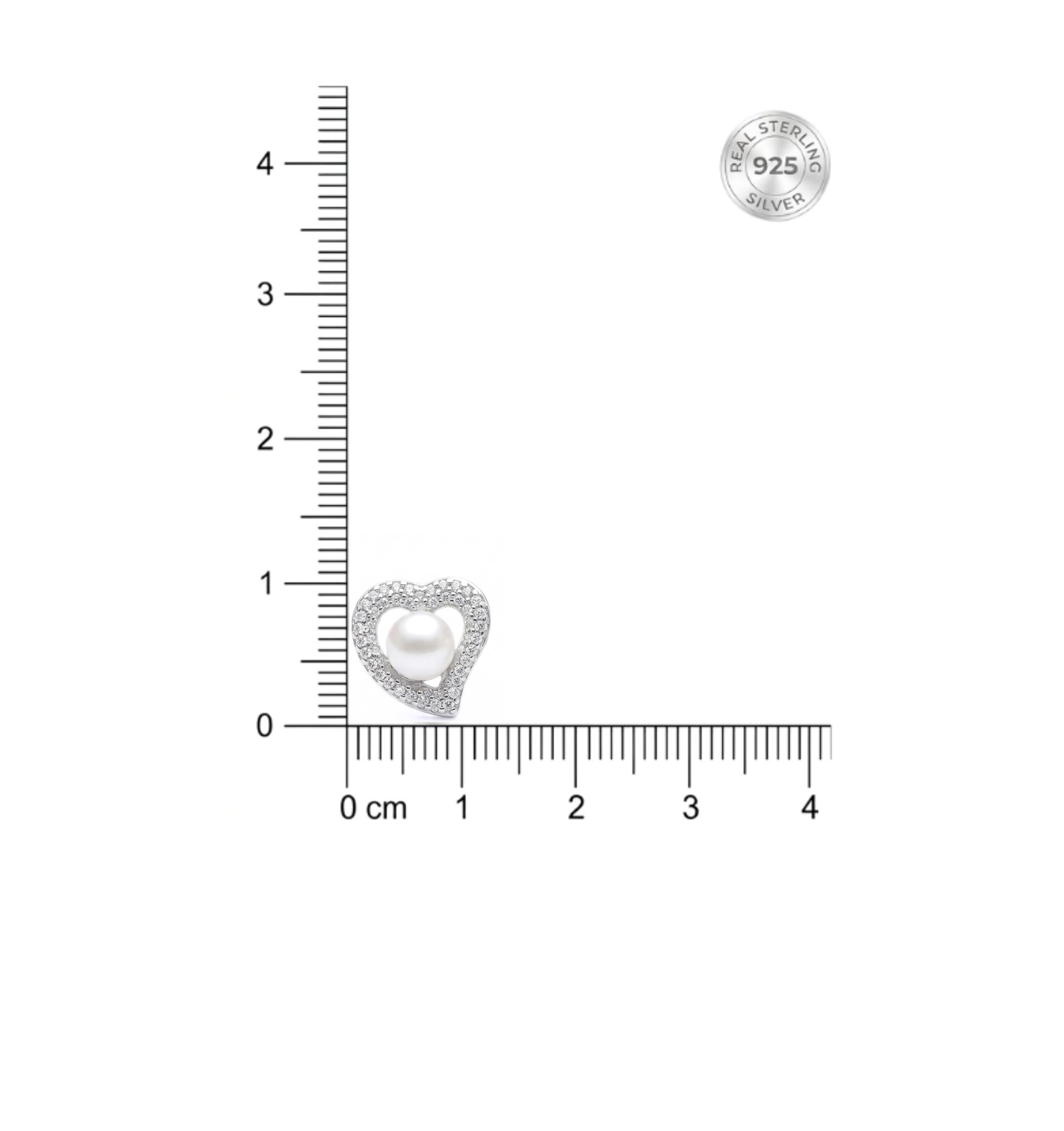 Heart Pearl Halo Stud Earrings - Image 5
