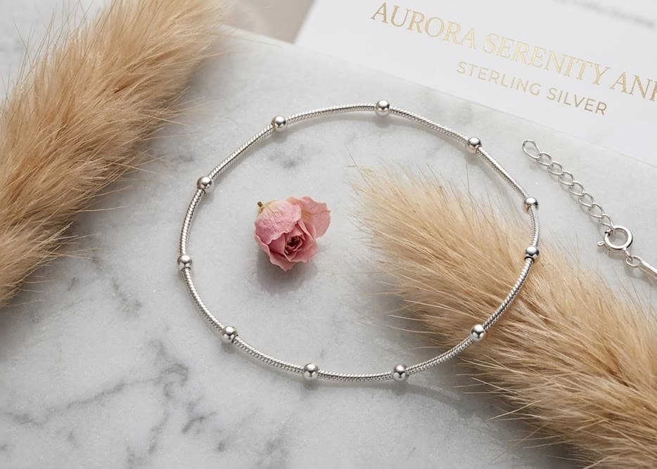 925 Sterling Silver Starlit Strands Anklet For Women