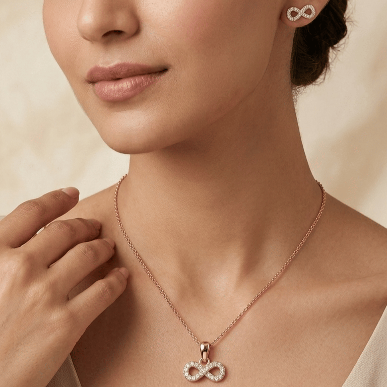 Sparkle Infinity Rose Gold Jewellery Set With 925 Sterling Silver - Image 3