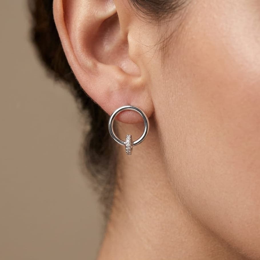 925 Sterling Silver Zircon Hoop Earring - Image 4