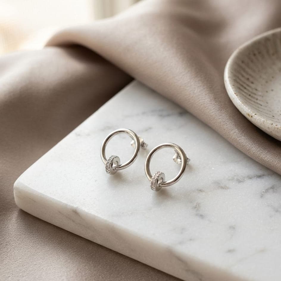 925 Sterling Silver Zircon Hoop Earring
