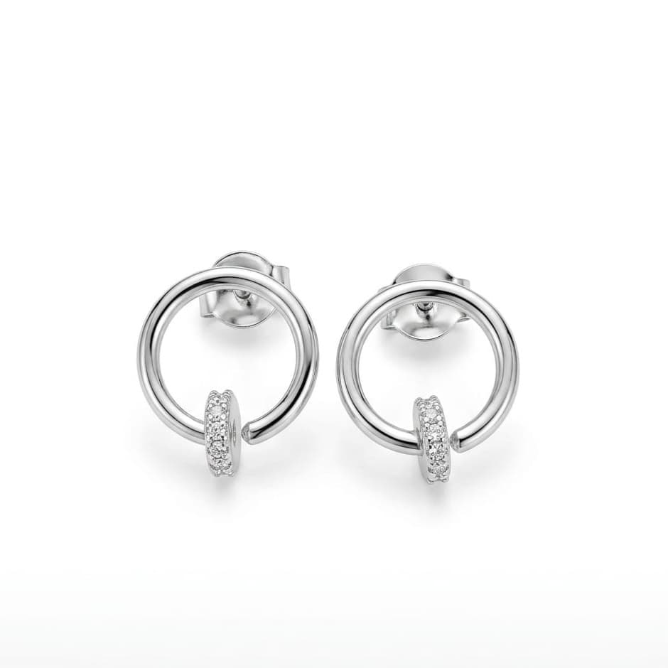 925 Sterling Silver Zircon Hoop Earring