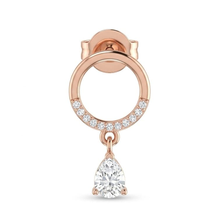 Rose Gold Finish Crystal Drop Circle Stud Earring With 925 Sterling Silver - Image 5