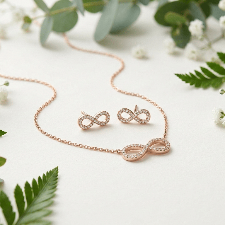 Sparkle Infinity Rose Gold Jewellery Set With 925 Sterling Silver