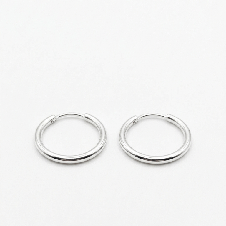 925 Sterling Silver Plain Circle Earrings - Image 2
