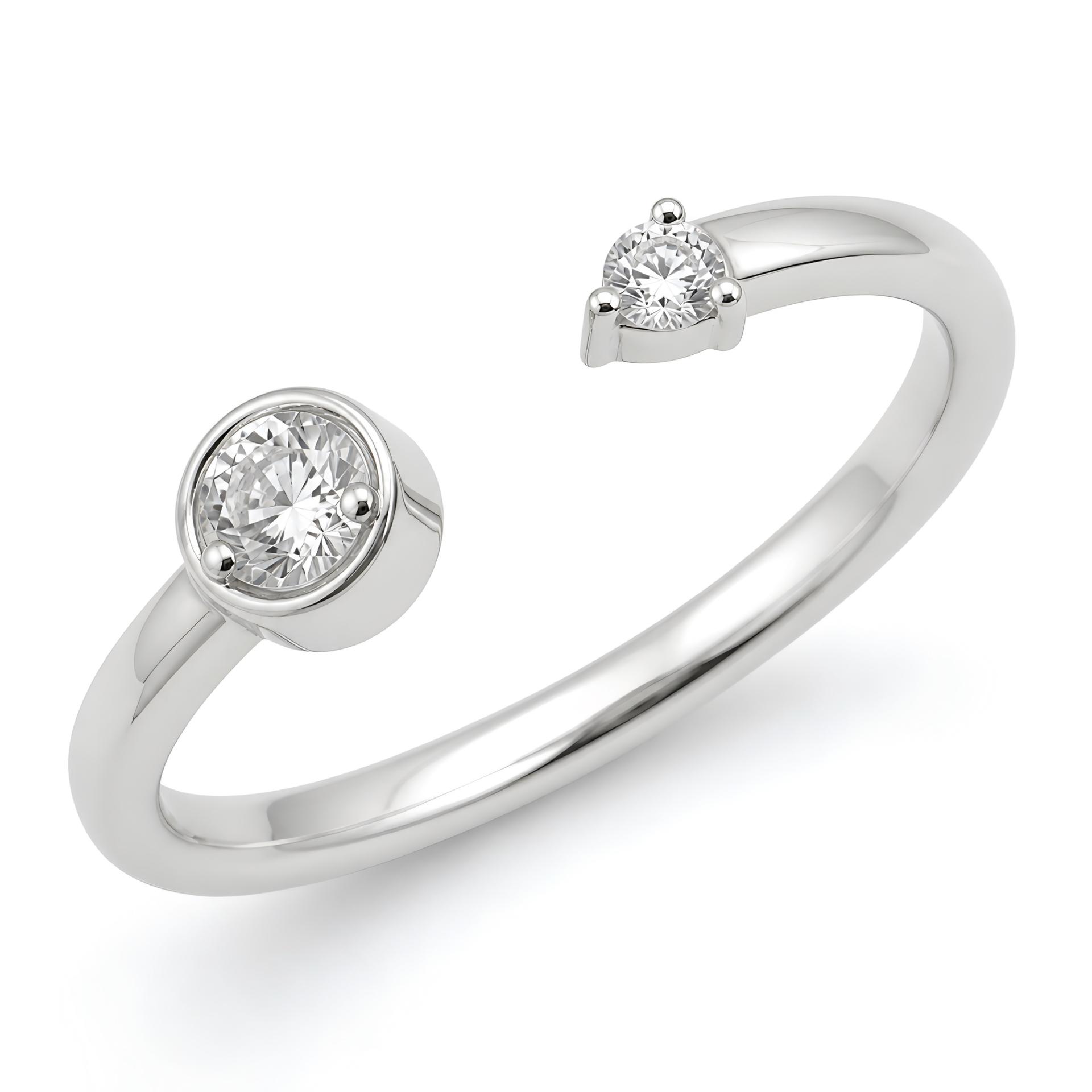 925 Sterling Silver Adjustable Silver Crystal Toe Ring (in Pairs) - Image 3