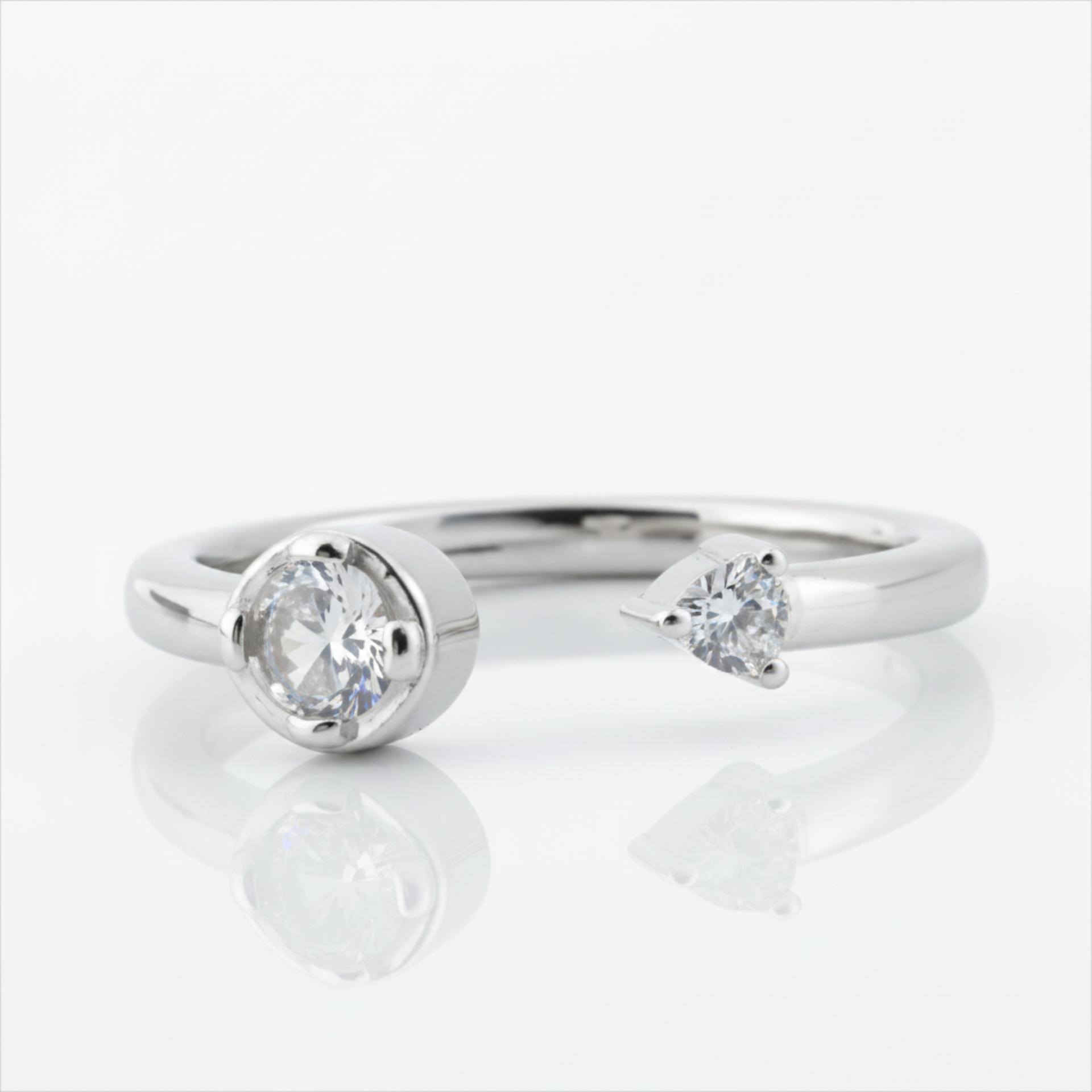 925 Sterling Silver Adjustable Crystal Ring