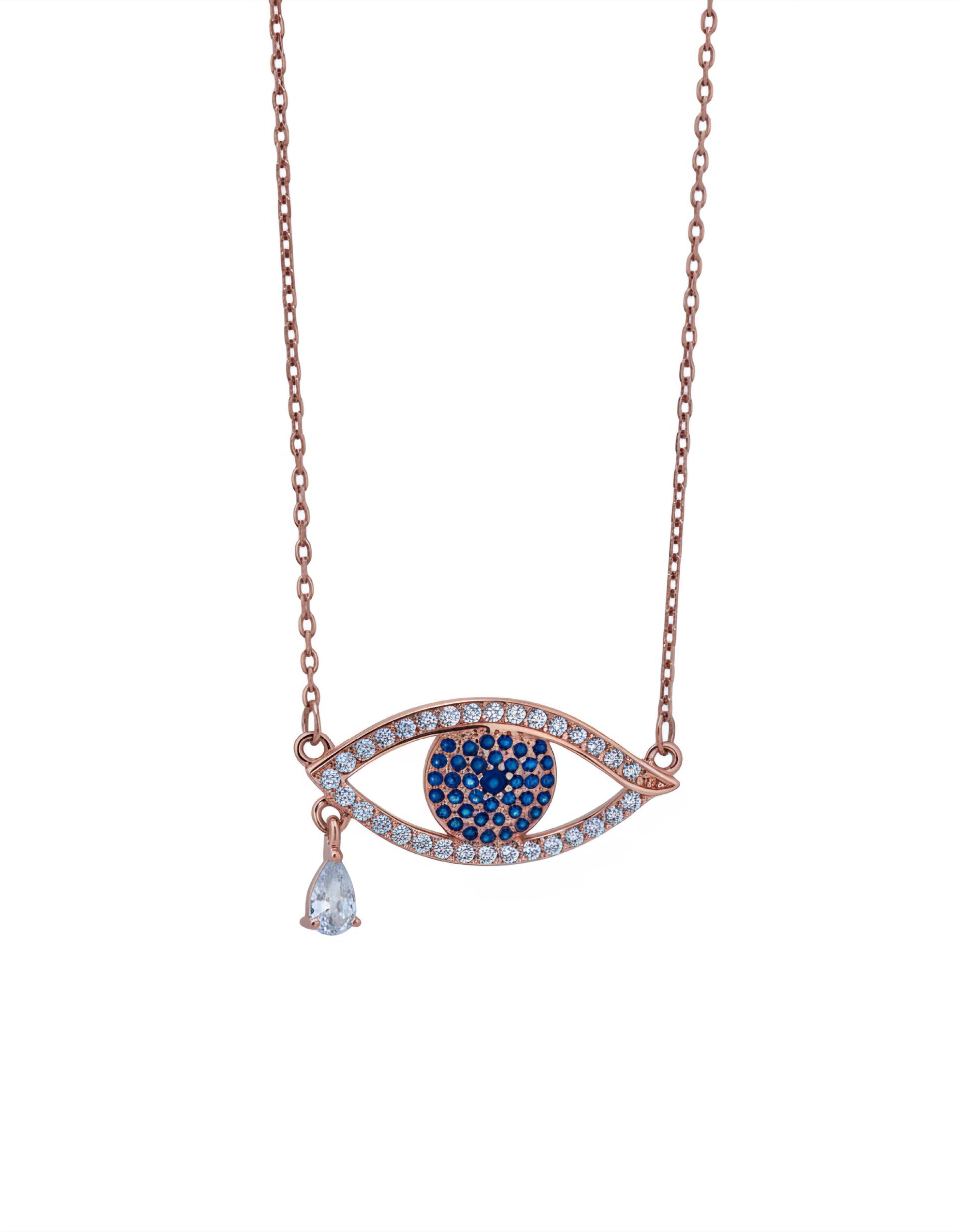 Evil Eye Spark Pendant With Chain In 925 Sterling Silver With Rose Gold Plating - Image 3