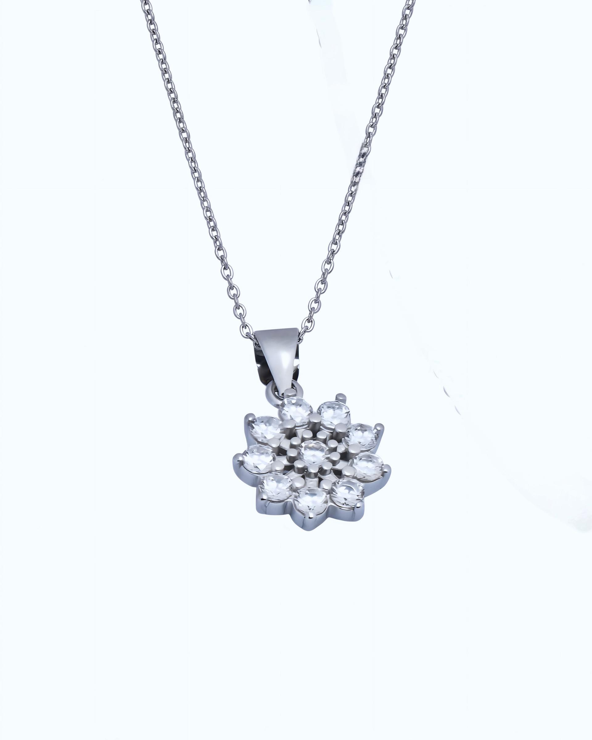 925 Sterling Silver Snowflake Spark Pendant - Image 2