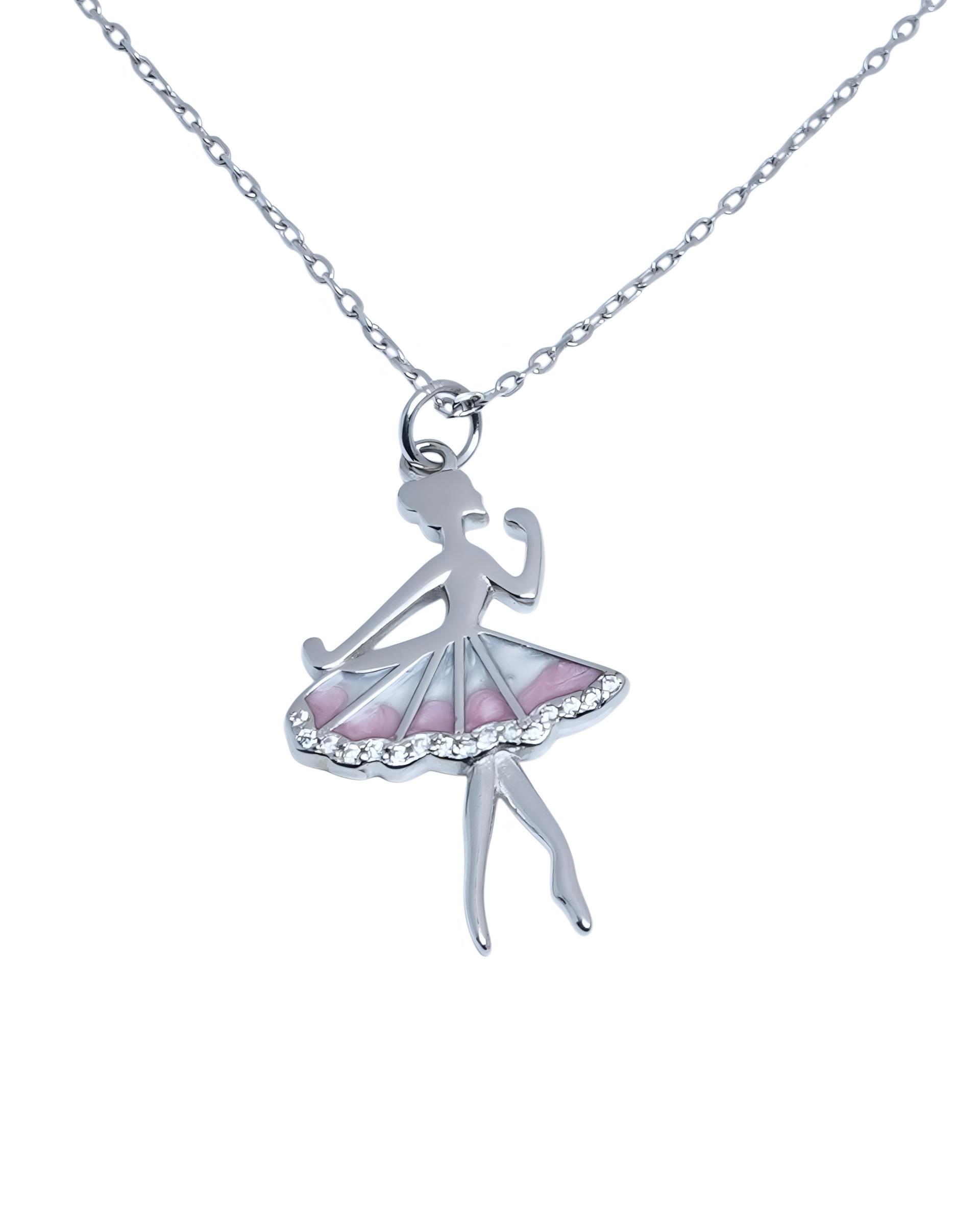 925 Sterling Silver Dancing Doll Charm Necklace With  Chain