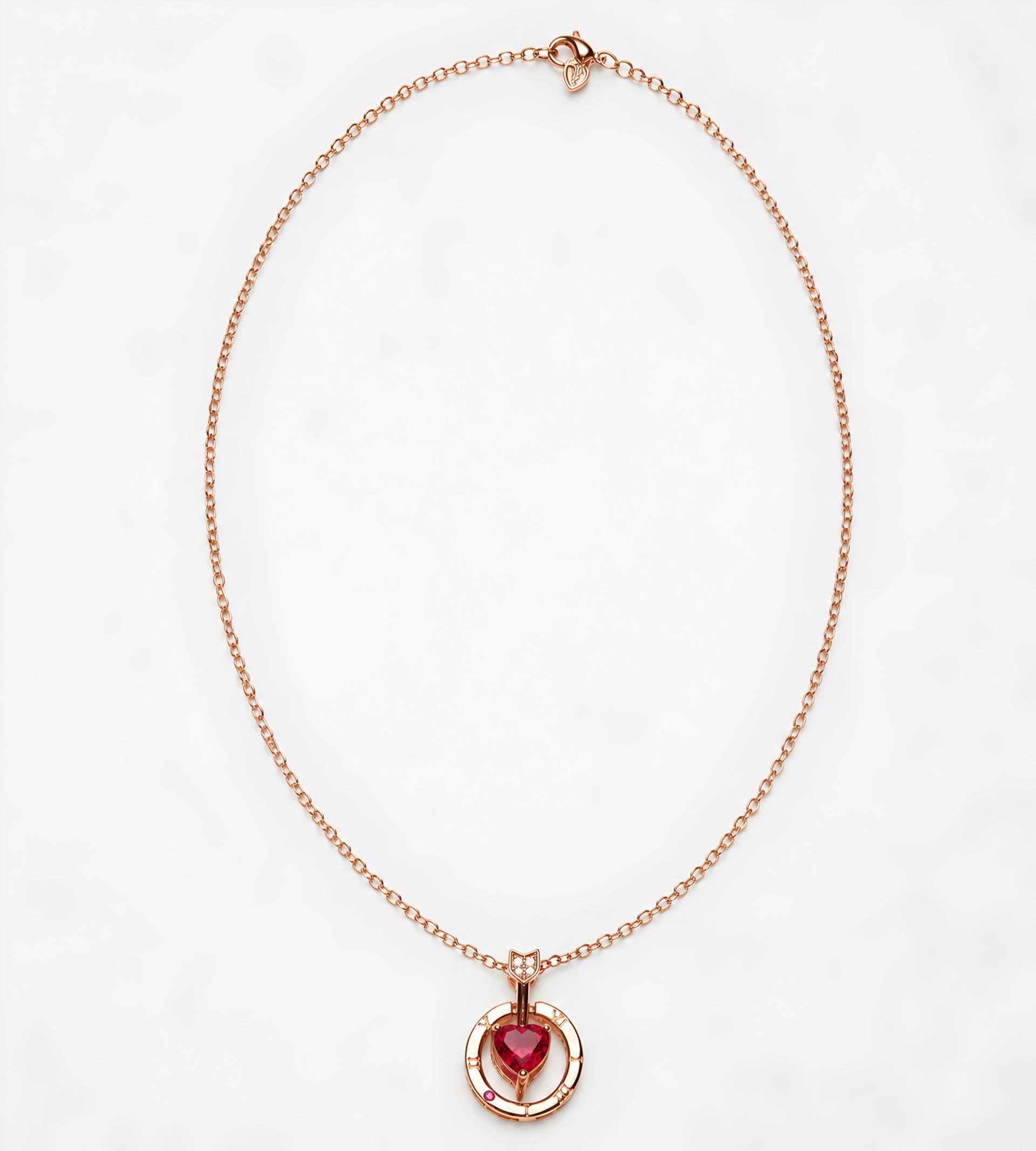 Cupid Heart Circle Pendant With Chain In 925 Sterling Silver With Rose Gold Plating - Image 3