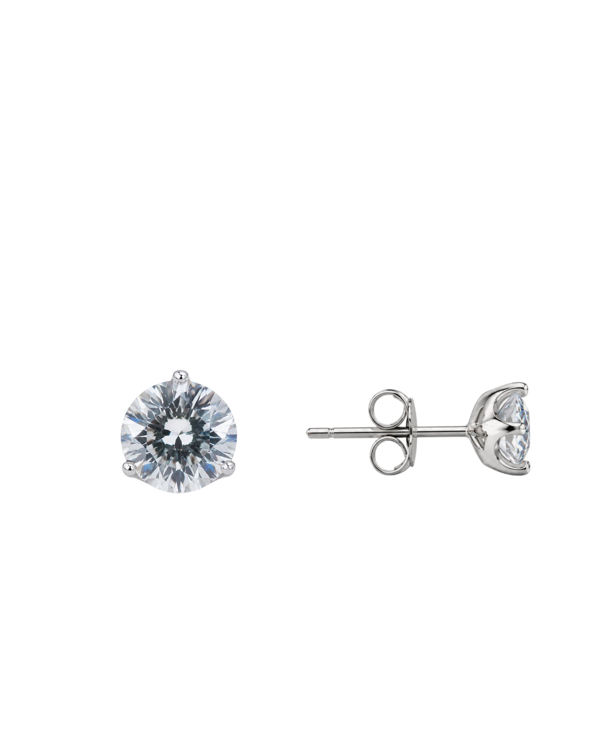 925 Sterling Silver Solitaire Cubic Zirconia Stud Earrings - Image 3