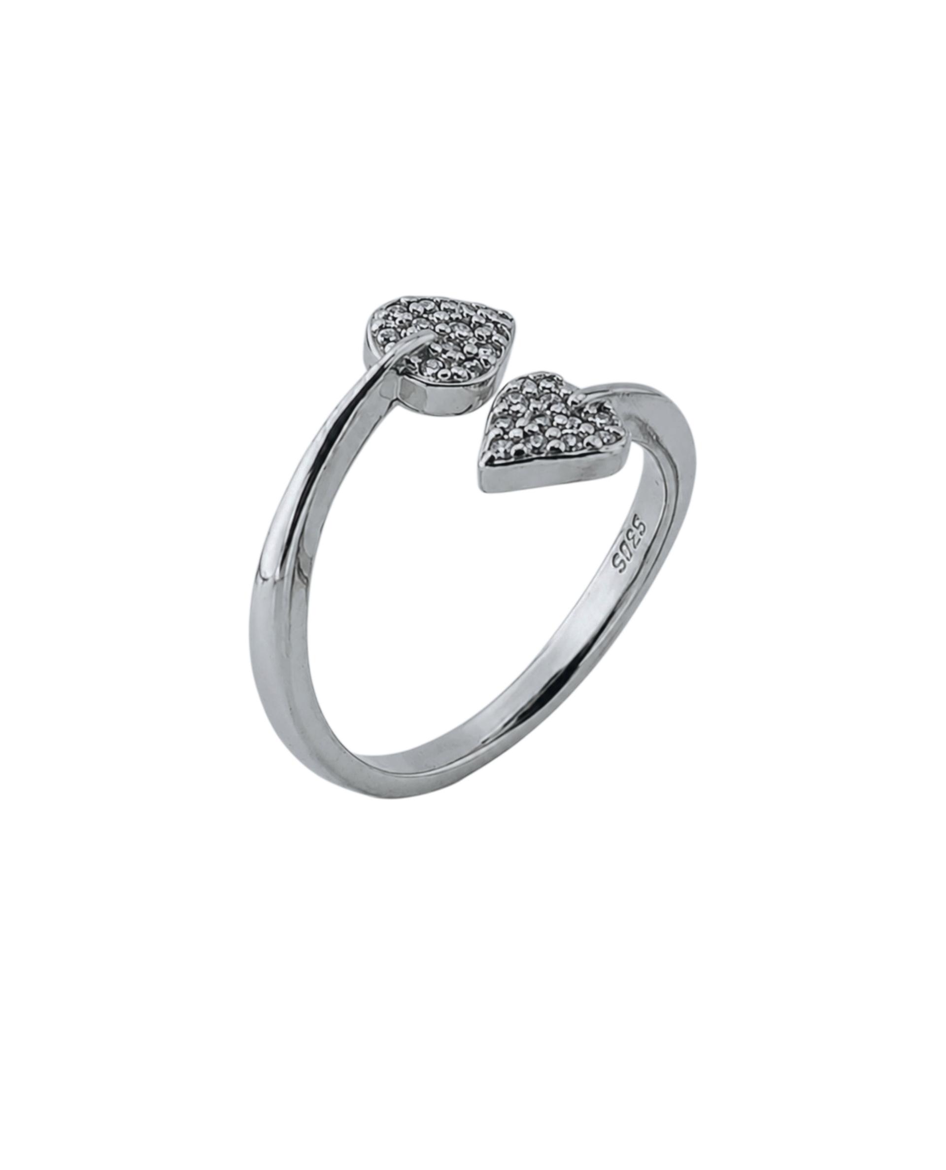 925 Sterling Silver Adjustable Leaf Crystal Ring
