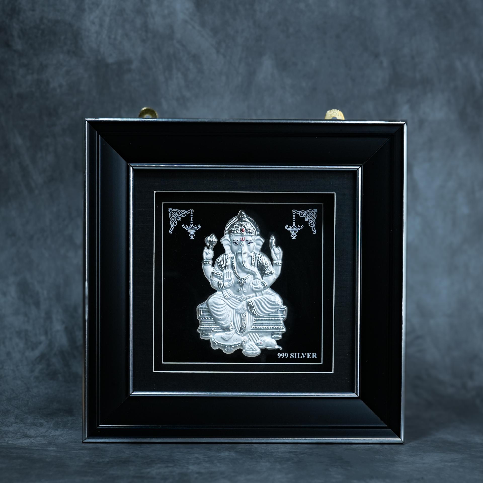 Divya Lord Ganesha 999 Silver Premium Shadow Frame - Image 4