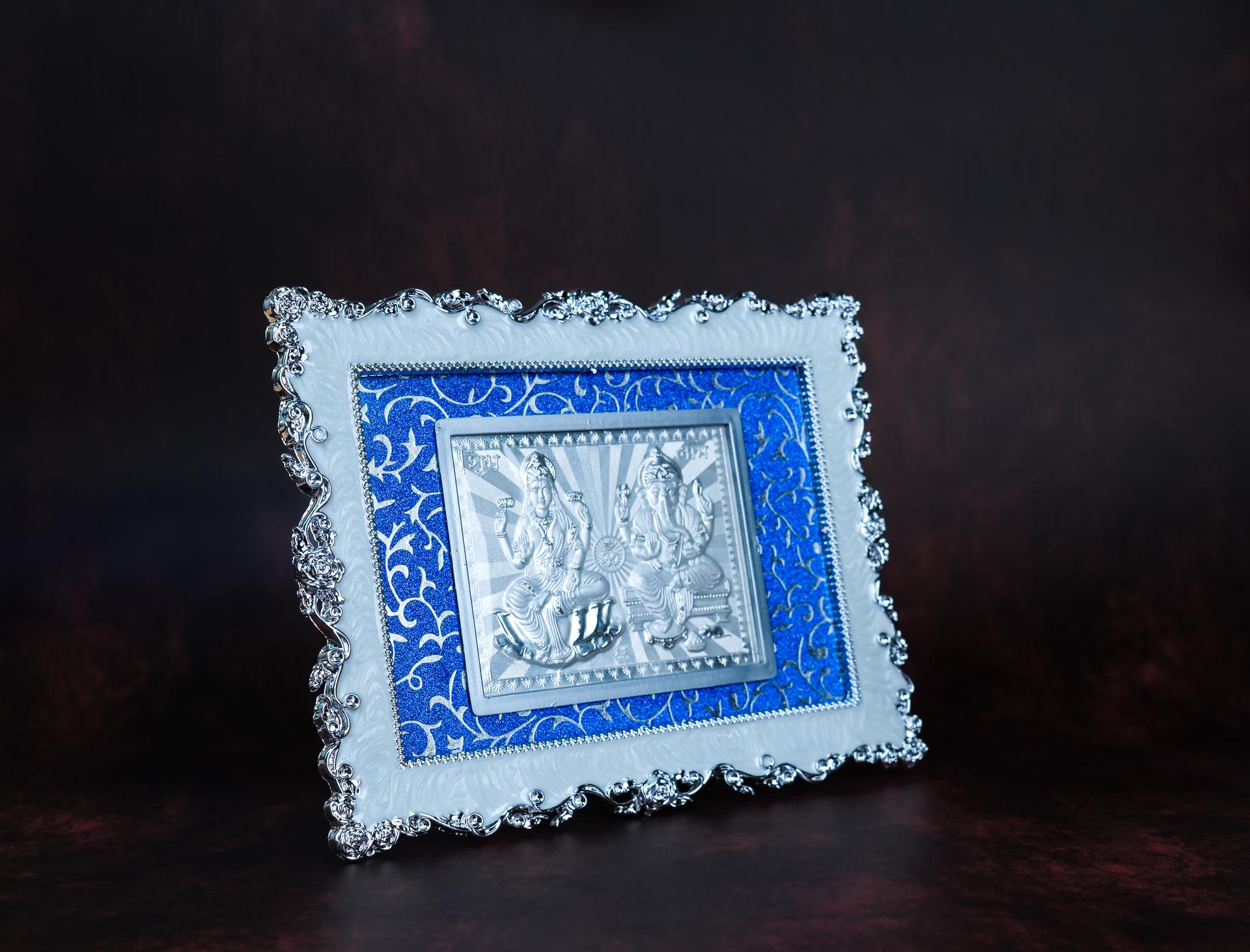 Shubh Labh Lakshmi Ganesha 999 Silver Premium Decorative Frame